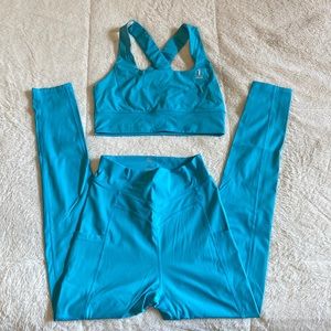 1st Phorm sports bra and legging set size M turquoise
